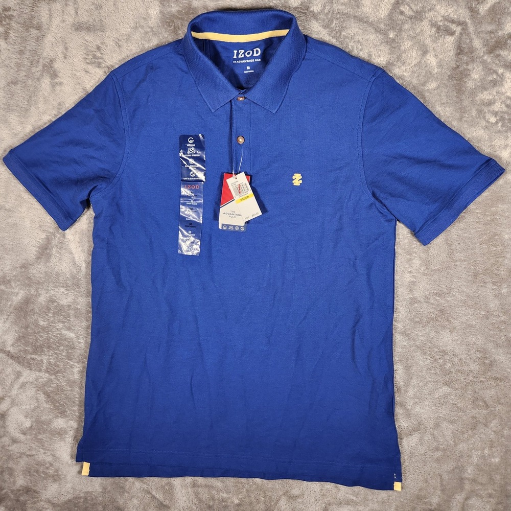 IZOD Polo Shirt Mens Medium The Advantage Mazarine Blue Short Sleeve NEW